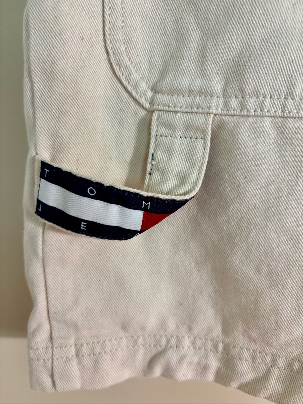 Tommy Hilfiger Vintage 90s Logo Ivory Denim Mini Skirt Size 10 - Picture 6 of 9